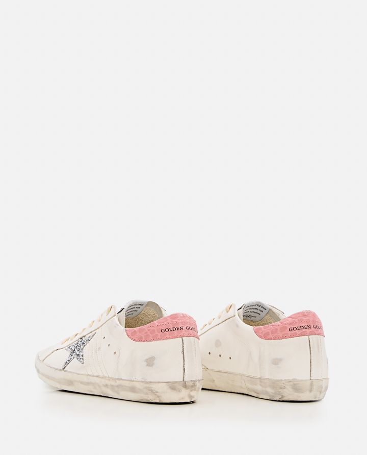 Golden Goose - SUPER STAR LEATHER AND GLITTER SNEAKERS_3