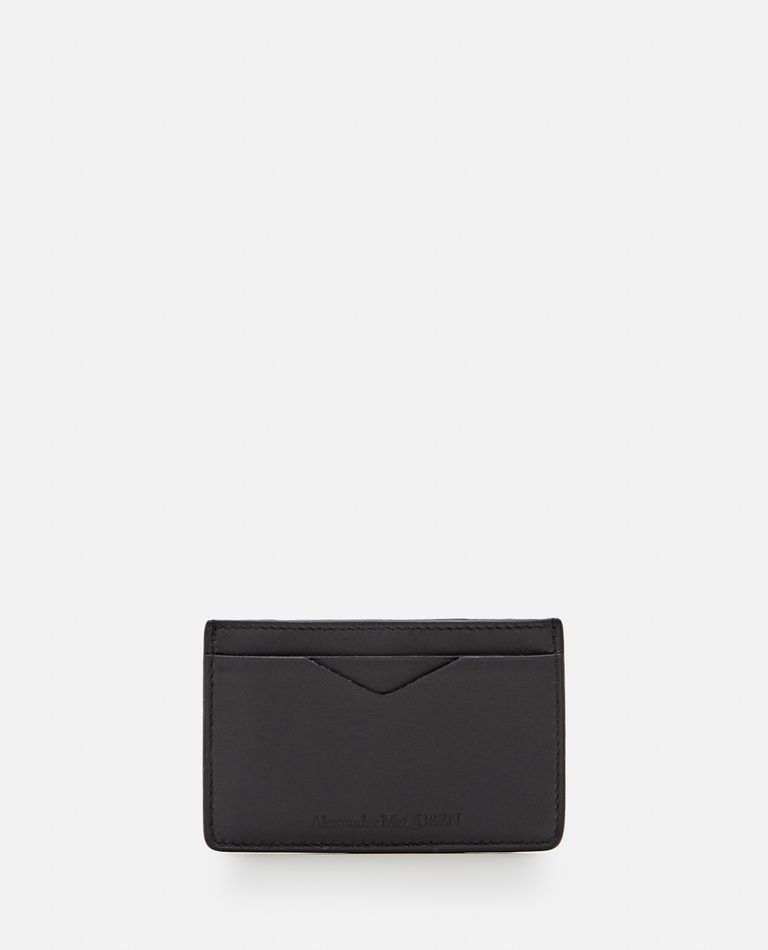 Shop Alexander Mcqueen Leather Card Holder In Black