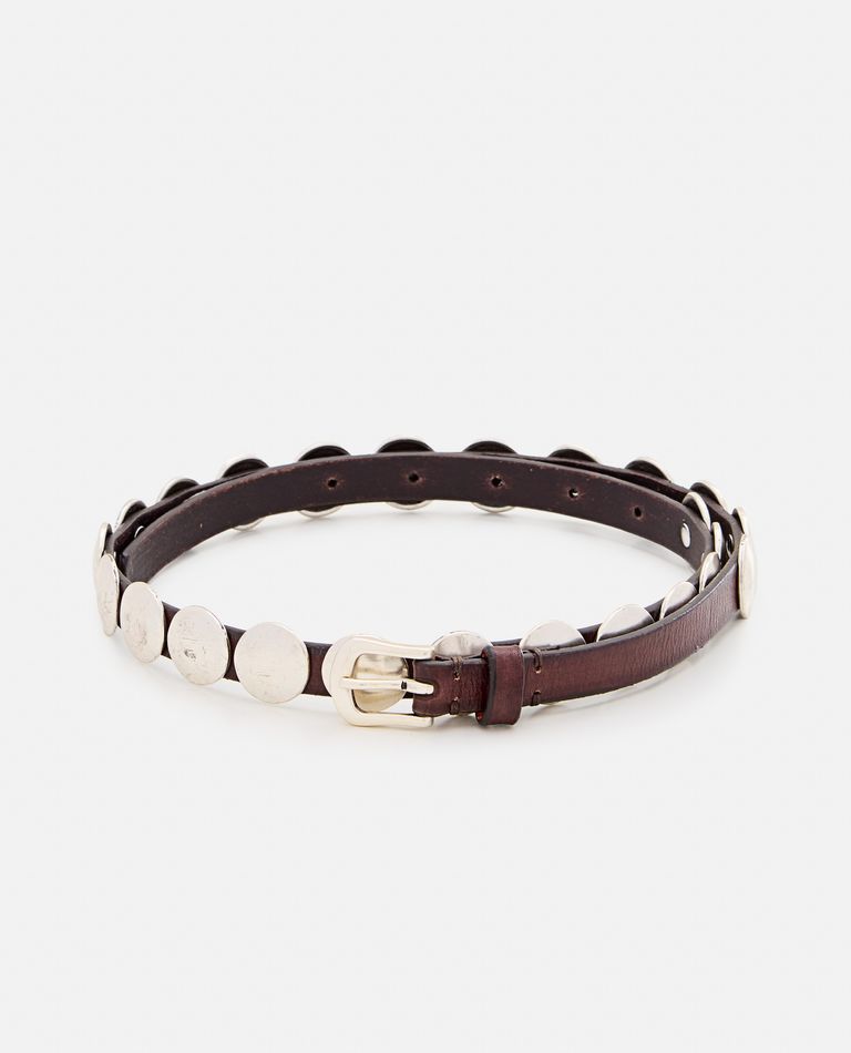 Shop Golden Goose Trinidad Studs Thin Leather Belt In Brown