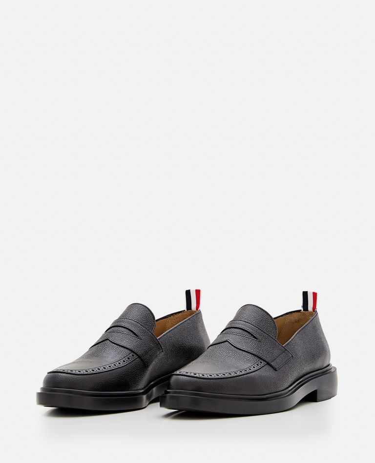 Thom Browne Grained Leather Penny Loafers In Black