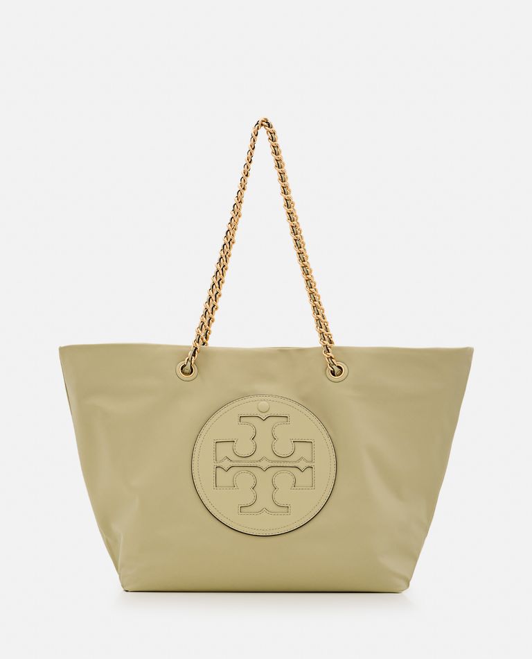 Shop Tory Burch Ella Chain Nylon Tote Bag In White