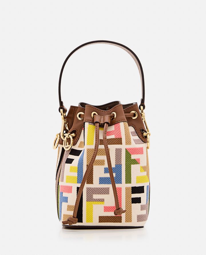 Fendi - MINI MON TRESOR EMBROIDERED CANVAS BUCKET BAG_1