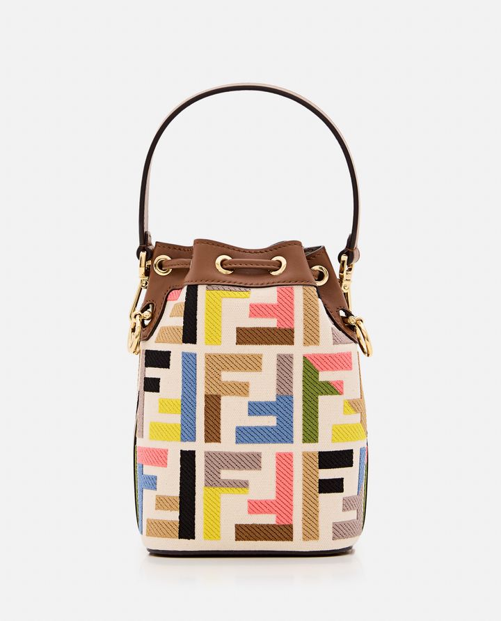 Fendi - MINI MON TRESOR EMBROIDERED CANVAS BUCKET BAG_4