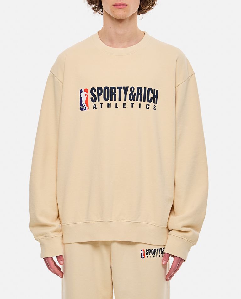 Shop Sporty And Rich Team Logo Crewneck Sweatshirt In White