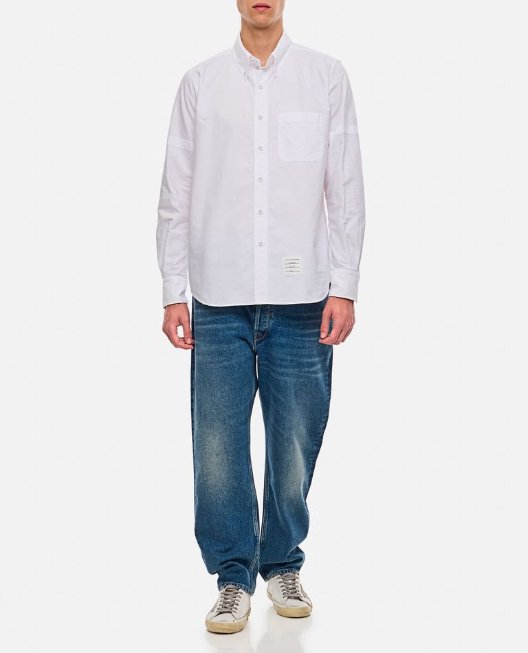 Thom Browne Rwb-stripe Cotton Shirt In White
