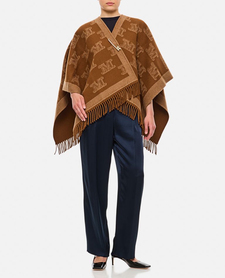 Shop Max Mara Frine Logo Cape In Brown