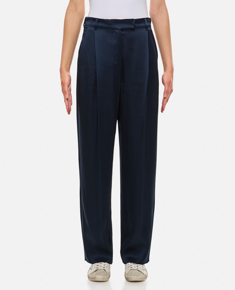 Shop 's Max Mara Amleto Satin Straight Pants In Blue