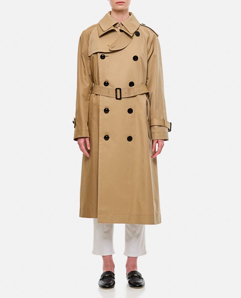 Shop Sacai Cotton Gabardine Coat In Beige