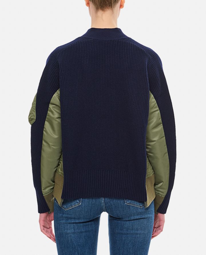 Sacai - CARDIGAN IN LANA E TWILL DI NYLON_3