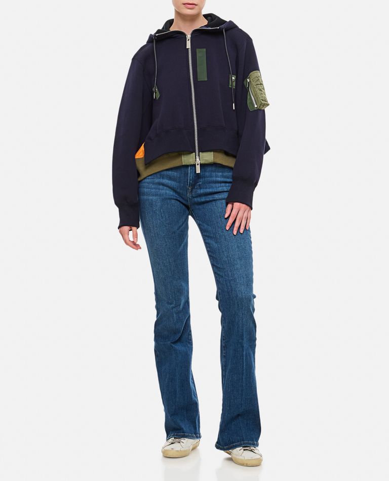 Sacai Sponge Sweat Deconstructed Hoodie In Blue