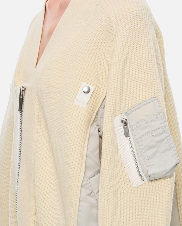 Sacai - MCARDIGAN IN LANA E TWILL DI NYLON_4