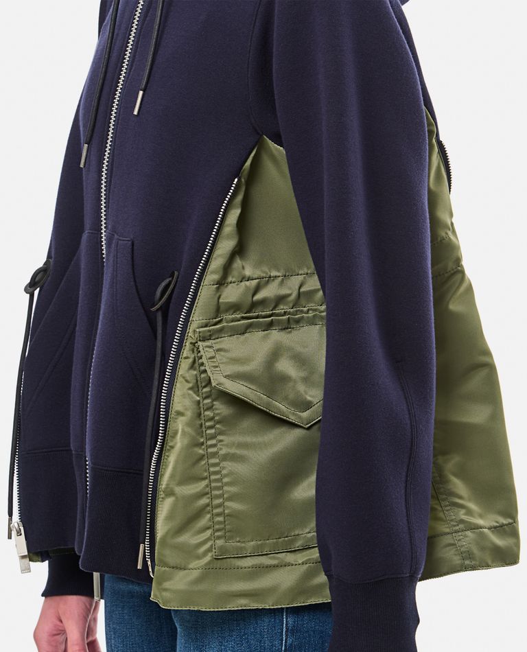 SPONGE SWEAT X NYLON TWILL HOODIE for Women - Sacai | Biffi SPONGE SWEAT X NYLON TWILL HOODIE for Women - Sacai | Biffi