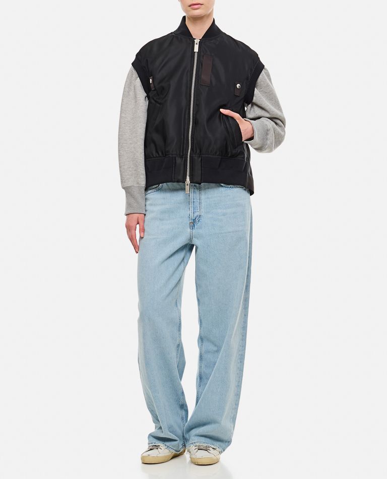 Sacai Sleeveless Nylon Zip-up Jacket In Black