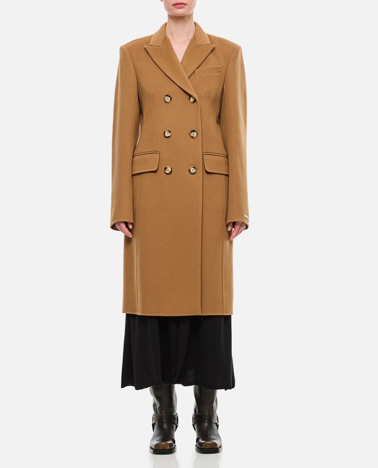 Sportmax Brown Wool Double-breasted Coat In Brown