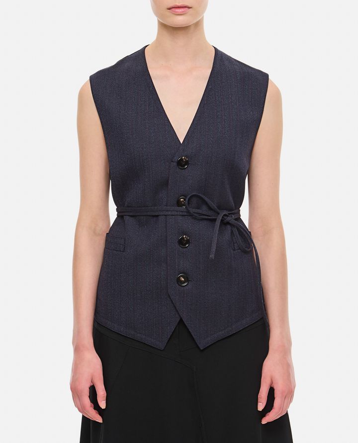 Bottega Veneta - GILET IN LANA A RIGHE SOTTILI_1