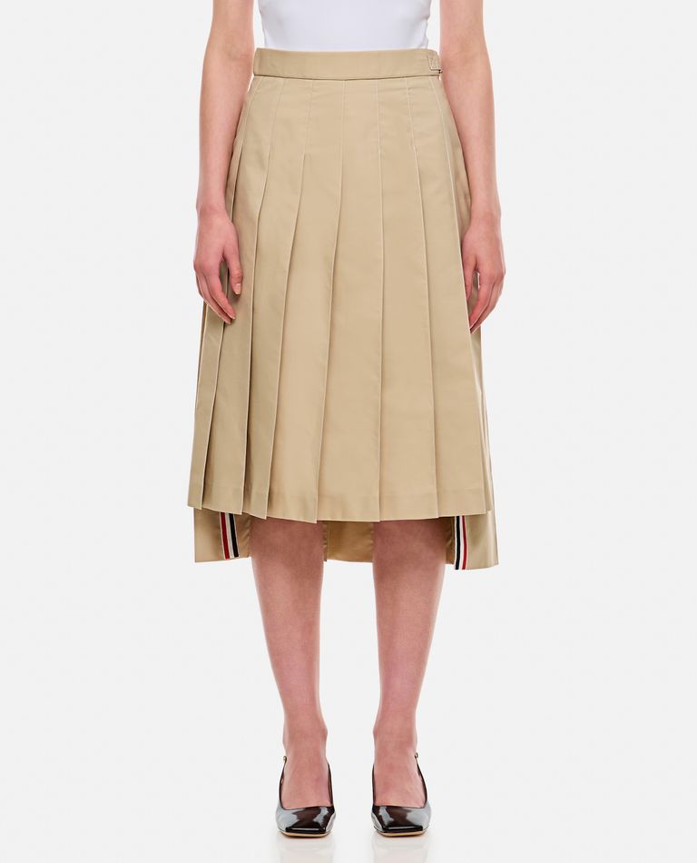 Shop Thom Browne Back Pleated Skirt In Beige