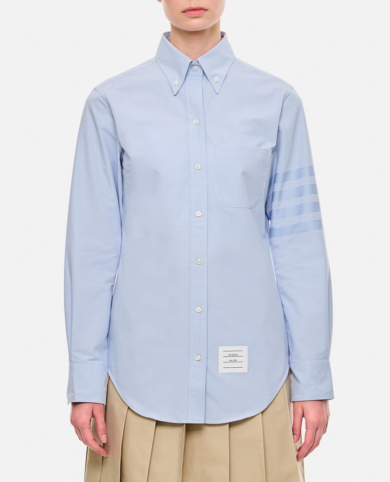 Shop Thom Browne Classic Point Collar Shirt In Blue