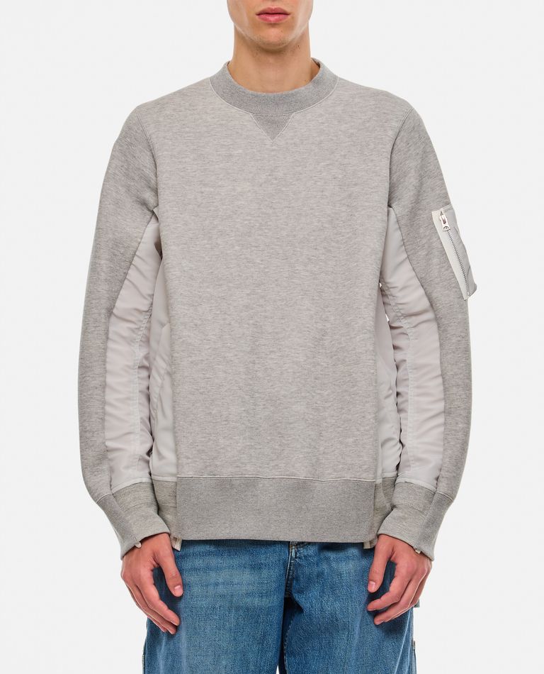 Sacai Knitted-panels Sweatshirt In Grey