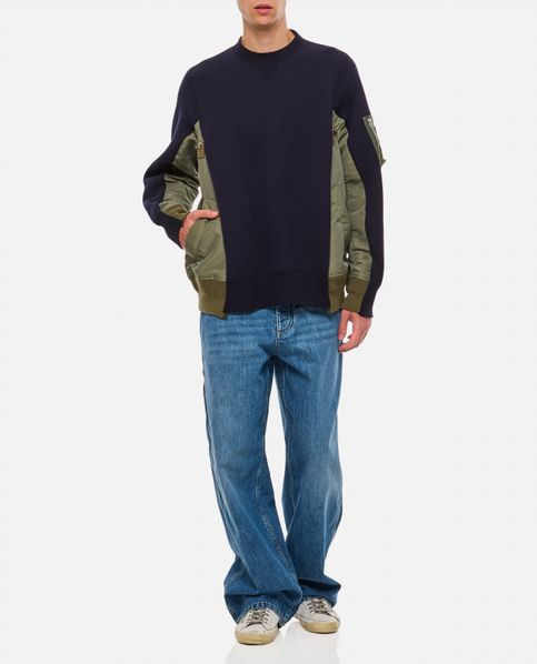 SPONGE SWEAT X NYLON TWILL PULLOVER for Men - Sacai | Biffi 