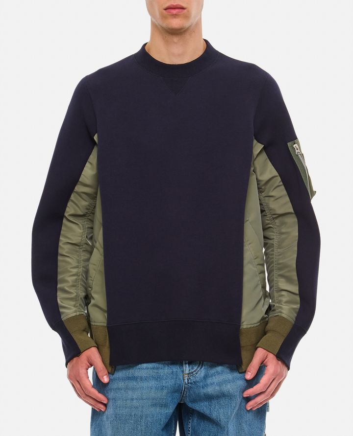 Sacai - SPONGE SWEAT X NYLON TWILL PULLOVER_1