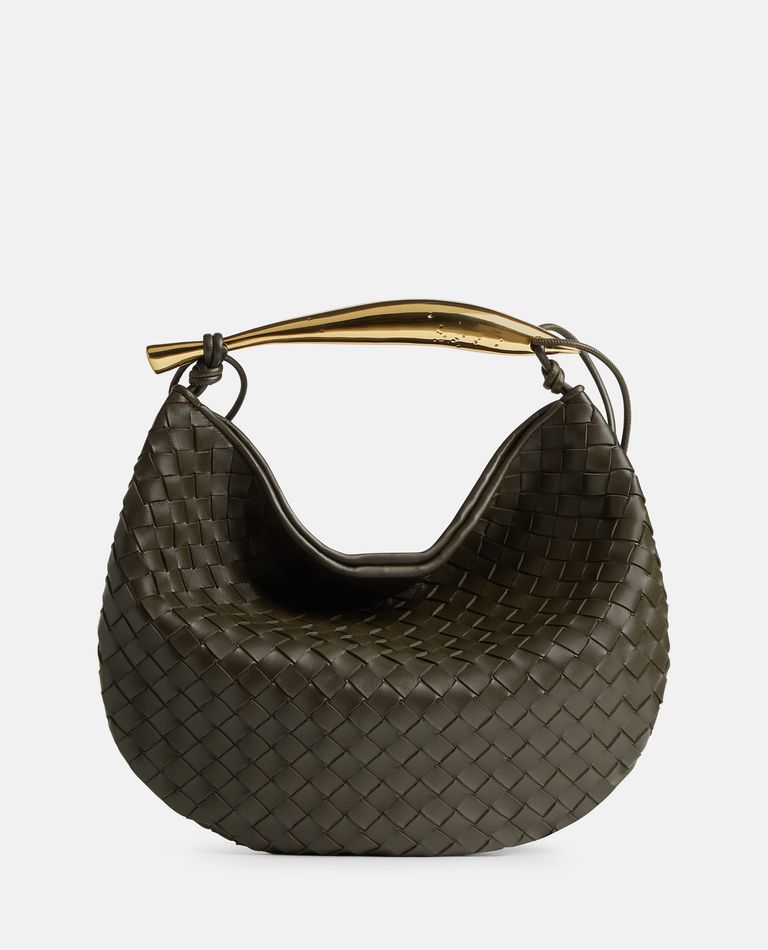 Shop Bottega Veneta Medium Sardine Leather Top Handle Bag In Green