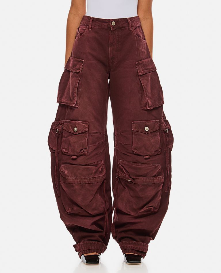 Shop Attico Fern Cargo Denim Pants In Red