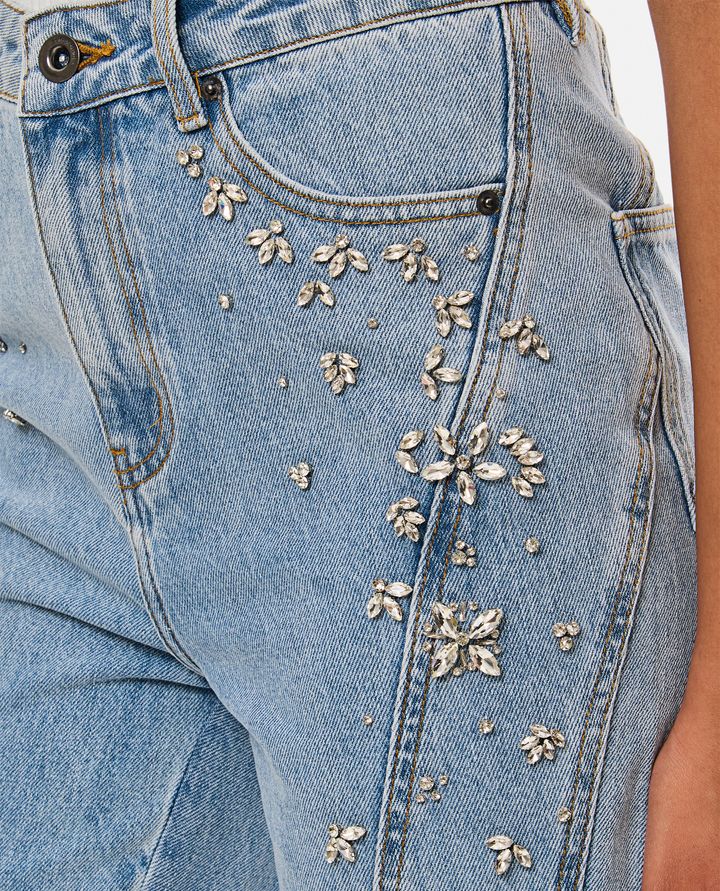 Self-Portrait - CRYSTAL EMBELLISHED DENIM JEANS_4