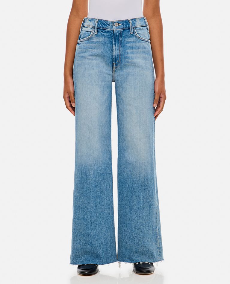 Shop Mother The Hustler Roller Fray Denim Pants In Sky Blue