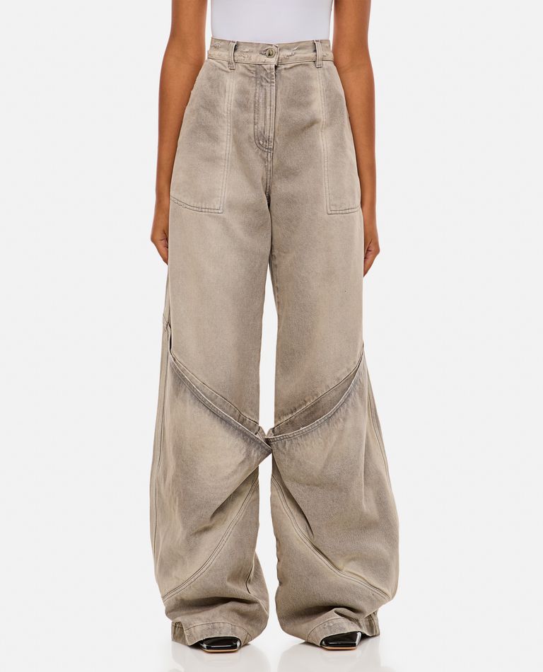 Attico Low-rise Wide-leg Jeans In Grey