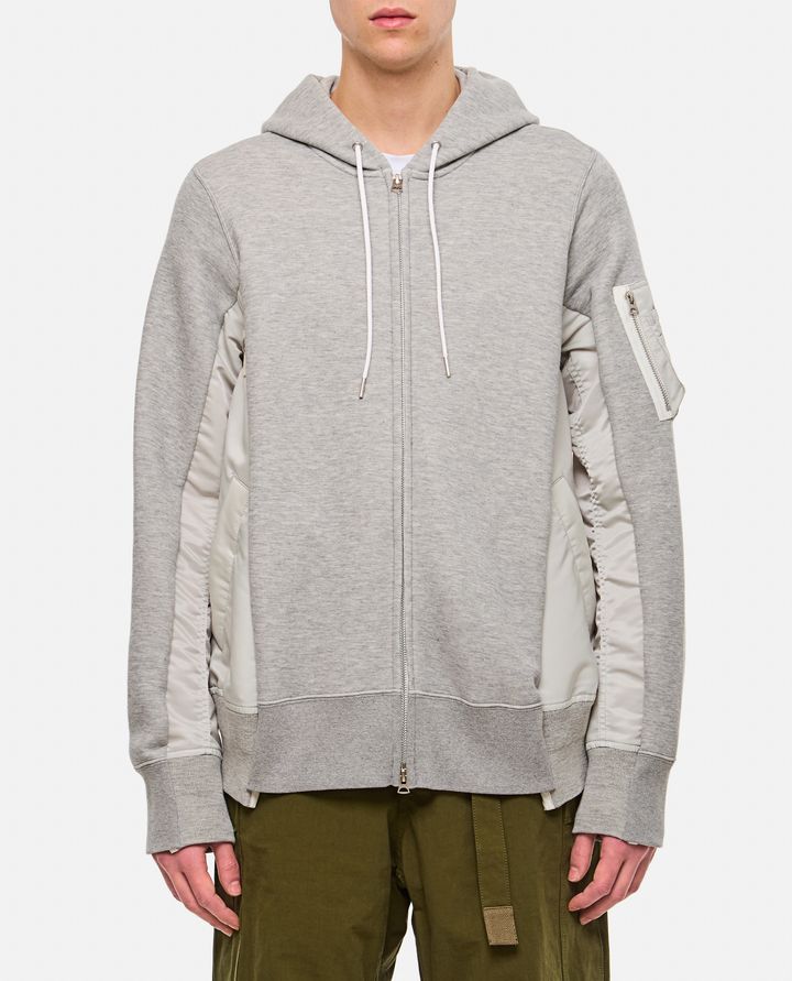 Sacai - SWEATSHIRT WITH NYLON TWILL HOODIE_1