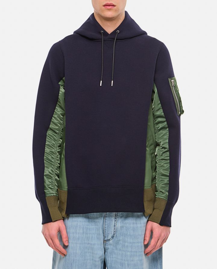 Sacai - TERRY SWEATSHIRT WITH TWILL AND NYLON HOOD_1