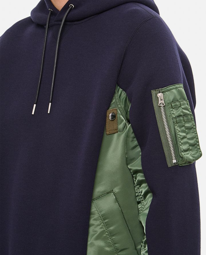 Sacai - FELPA IN SPUGNA CON CAPPUCCIO IN TWILL E NYLON_4