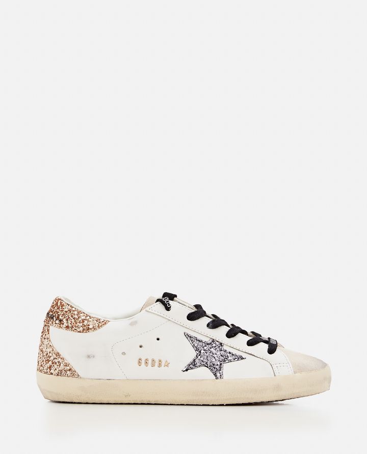 Golden Goose - SUPER STAR LEATHER AND GLITTER SNEAKERS_13