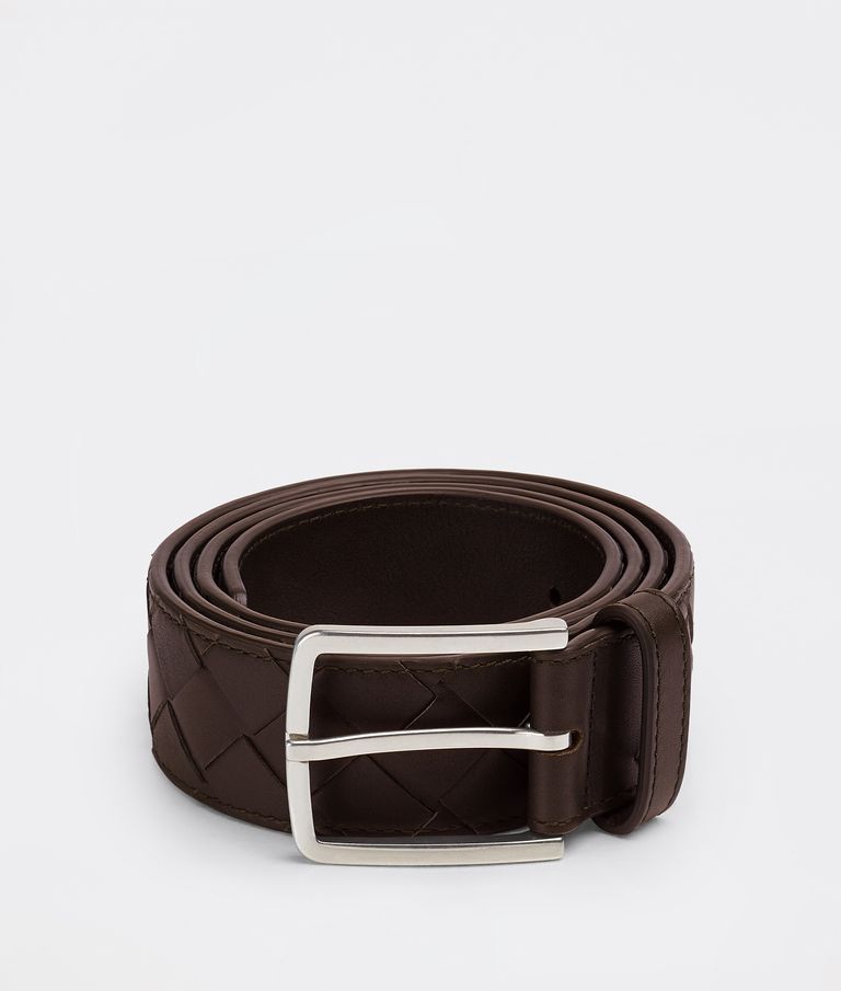 Shop Bottega Veneta Intreccio Leather Belt In Brown