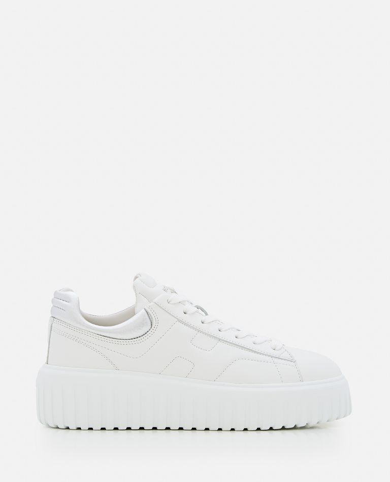 Hogan Striped Leather Lace-up Sneakers With H Detail In White