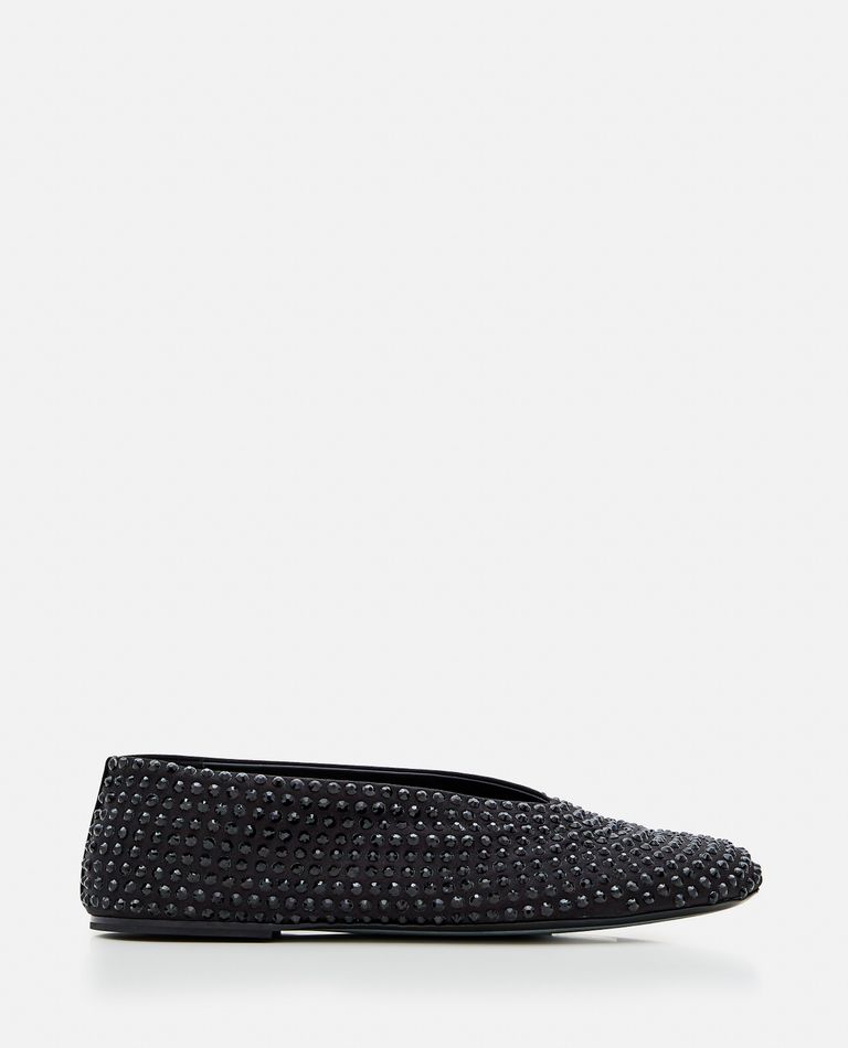 Khaite Marcy Crystal-embellished Satin Ballet Flats In Black