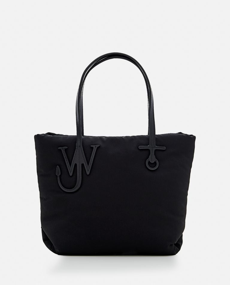 Jw Anderson Puffy Anchor Shopping Bag With Top Handles In Black