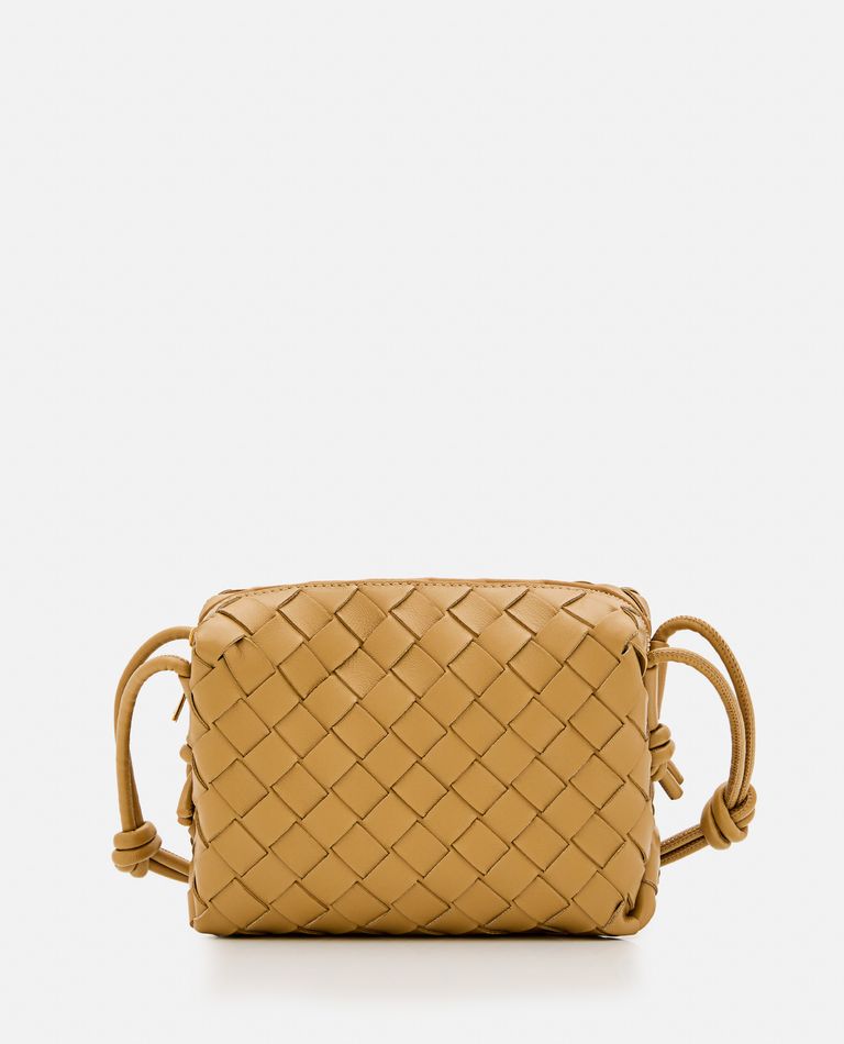 Shop Bottega Veneta Mini Loop Leather Camera Bag In Beige