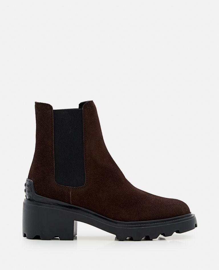 Shop Tod's Suede Platform Chelsea Boots In Brown