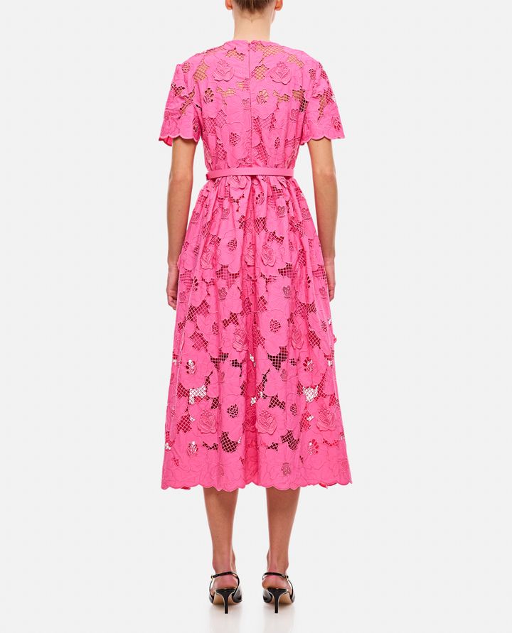 Self-Portrait - PINK COTTON LACE MIDI DRESS_3