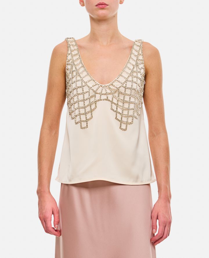 Self-Portrait - CREAM SATIN DIAMANTE BRALETTE TOP_1