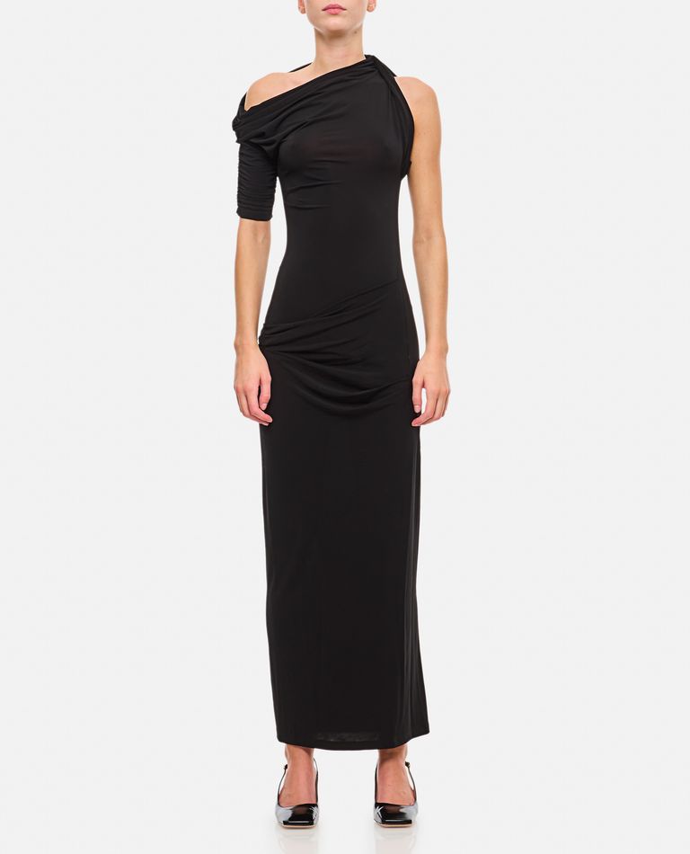 Shop Jacquemus La Robe Drapeado In Black