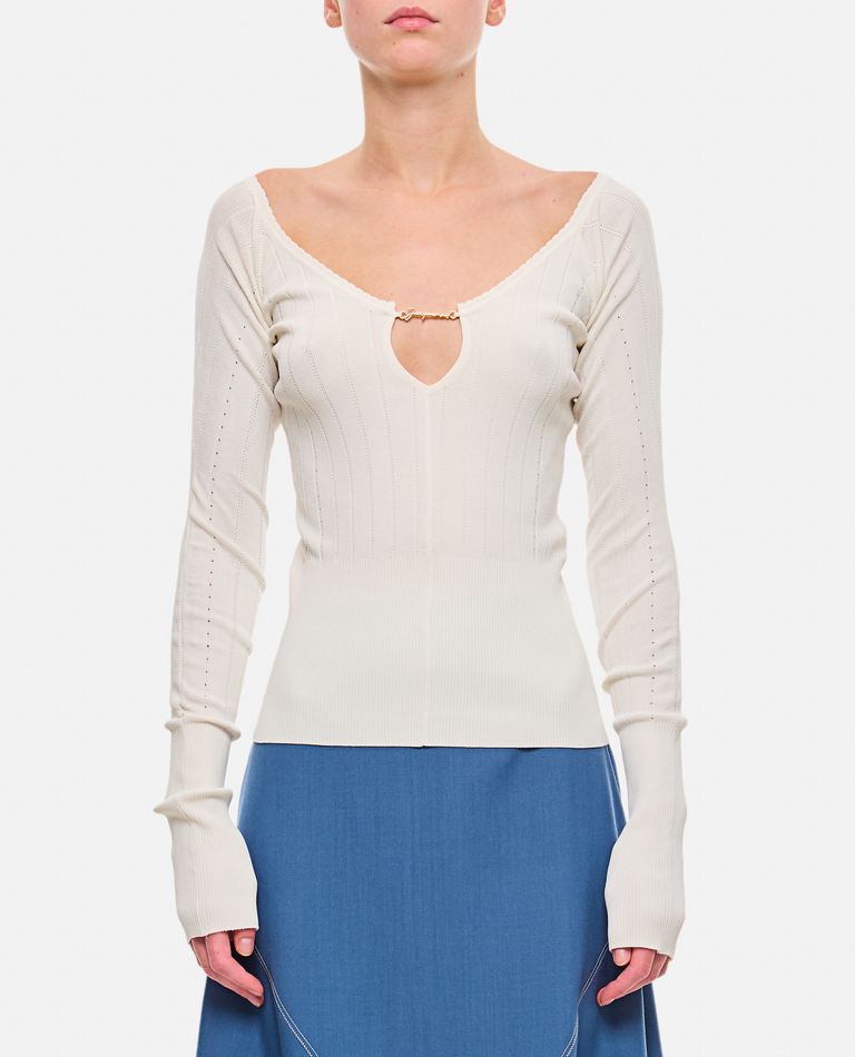 Shop Jacquemus Le Haut Pralu Knit Sweater In White