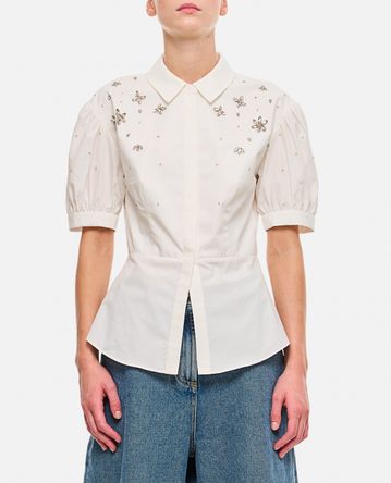 Self-Portrait - WHITE COTTON EMBELLISHED TOP