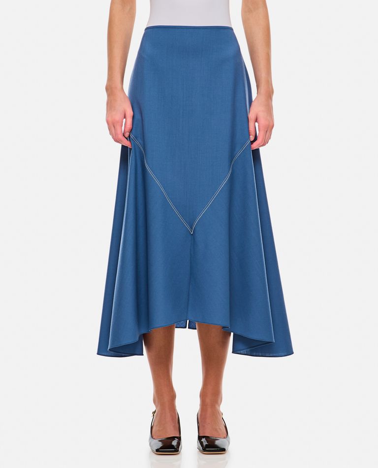 Shop Marni A-line Wool Midi Skirt In Sky Blue