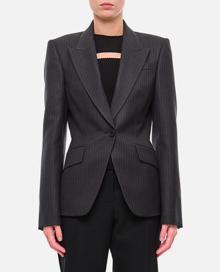 Alexander McQueen - WOOL PINSTRIPE SINGLE BREASTED JACKET_1