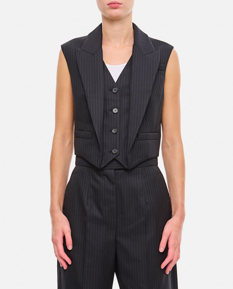 Shop Alexander Mcqueen Wool Pinstripe Gilet In Blue