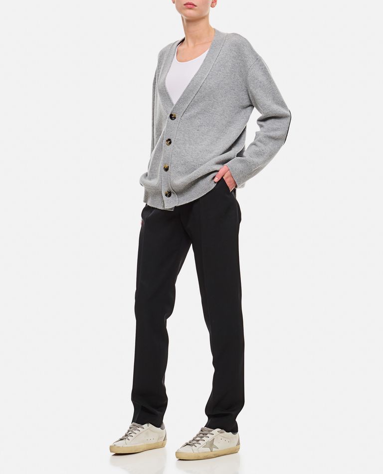 CASHMERE CARDIGAN WITH WOVEN LEATHER ELBOW PATCH for Women - Bottega Veneta  | Biffi