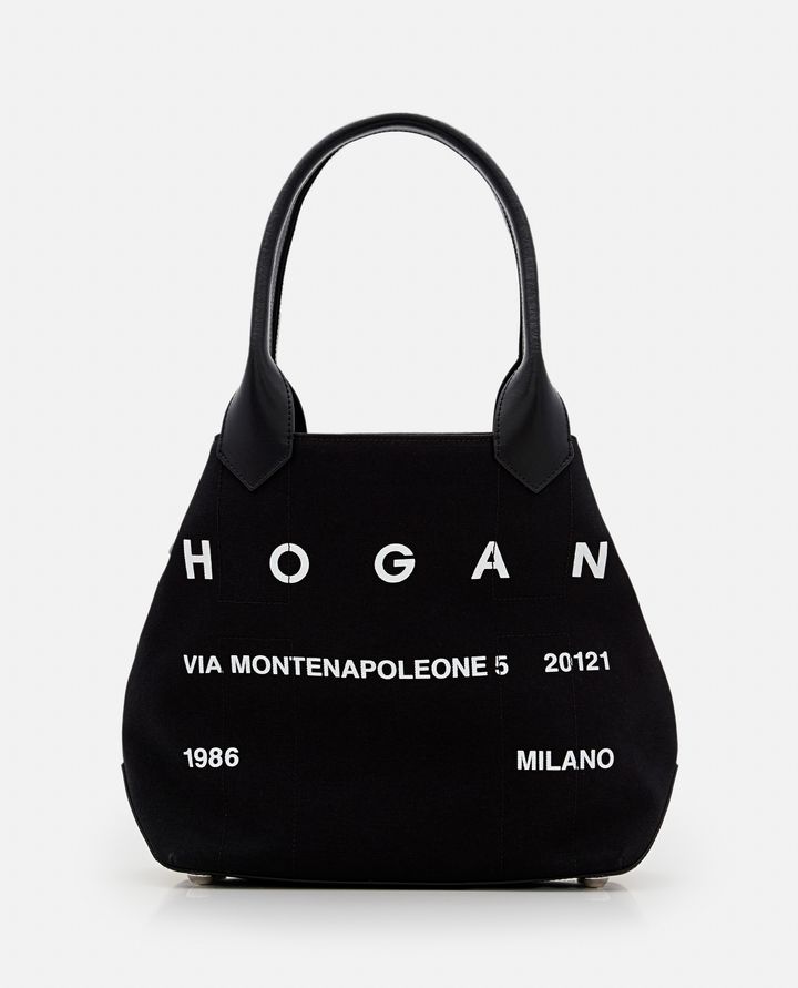 Hogan - SHOPPING BAG MEDIA IN CANVAS CON SCRITTE_1