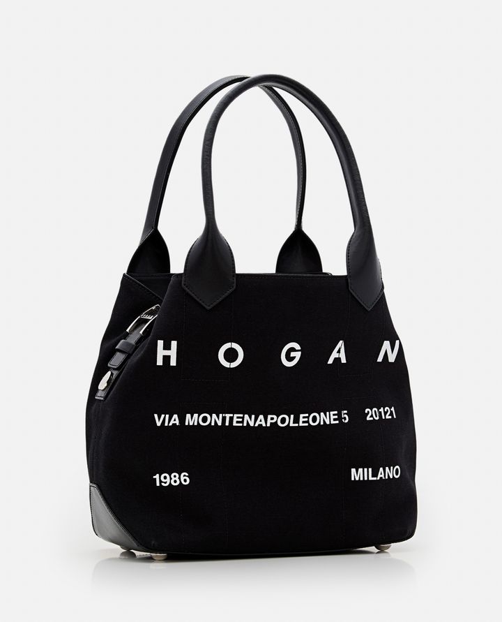 Hogan - SHOPPING BAG MEDIA IN CANVAS CON SCRITTE_2